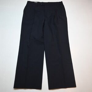 Vtg USA Made 34x30 Navy Blue Wool Pleated Baggy High Waist Dress Mens Pants